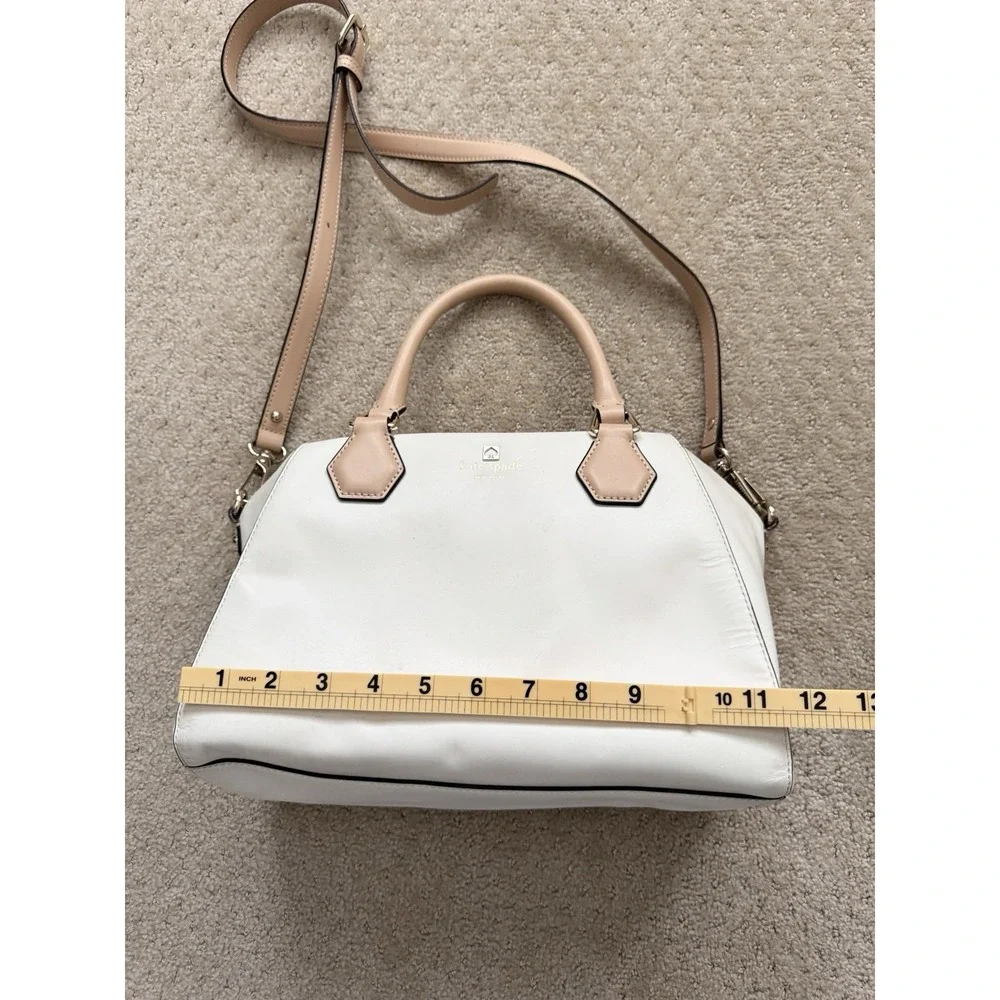 KATE SPADE Catherine Street White & Beige Shoulder Bag Satchel Purse NWOT